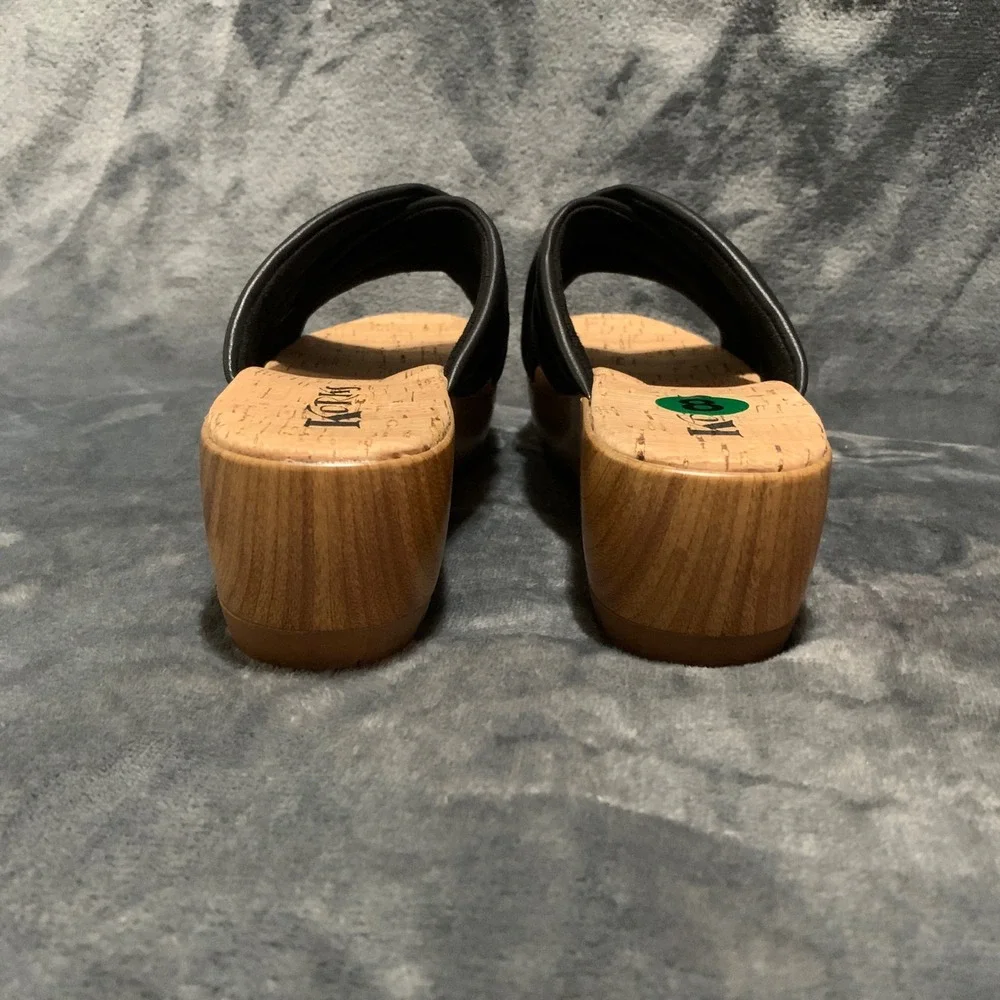 Korks Sandals Women 8 Black Padded Crisscross Platform Wedge KR0011099 Boho Cork